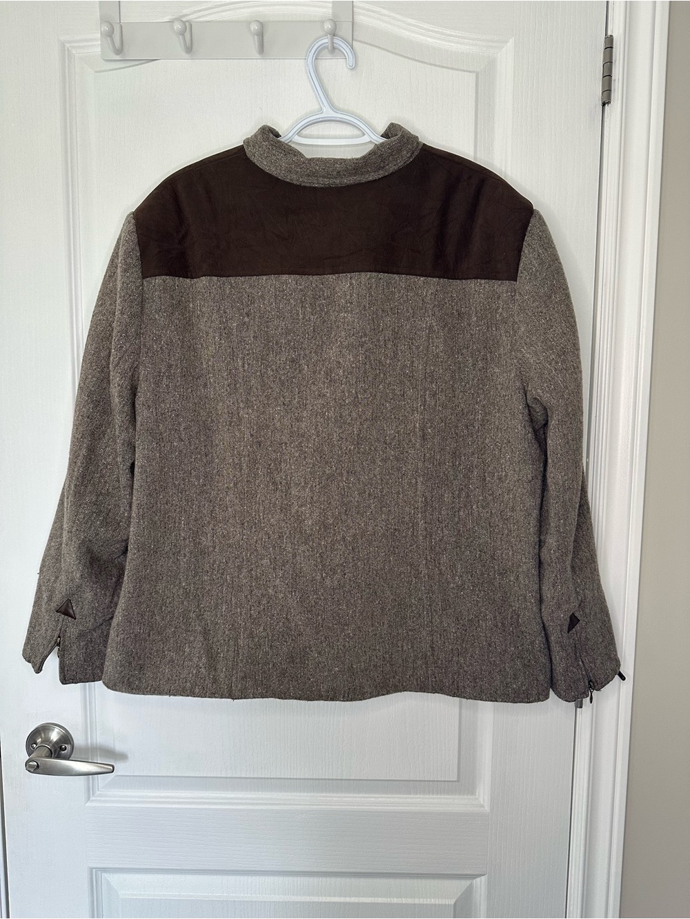 Vintage Claire France Wool Silk Blend Jacket Colorblock Chic Grandpacore Brown - Picture 3 of 8